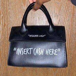 COPY - “Insert Cash Here” Slogan Structured Cross Body Bag Comes with Gold Chain